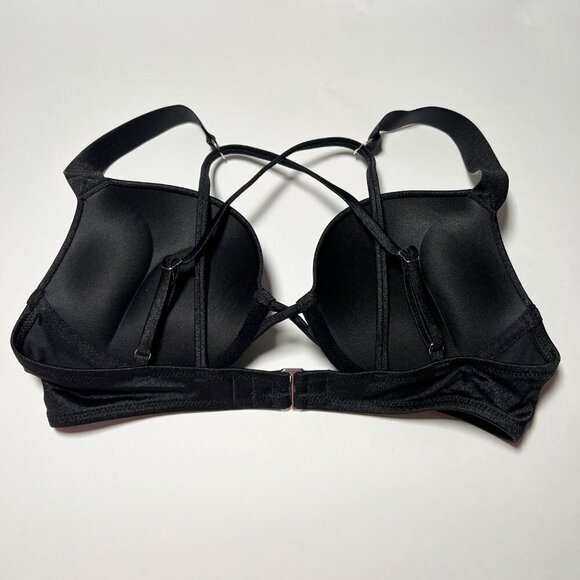 Victoria Secret 32B Bombshell Push Up Bikini Top Glam Cups Shine Strap Black - Picture 7 of 10